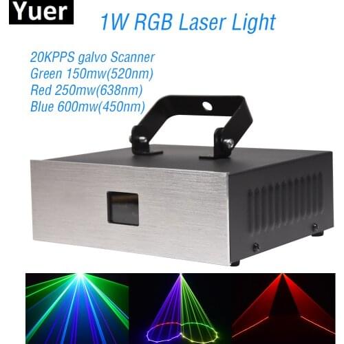 New 1W RGB Laser Light DMX 512 Sound Controller Disco Ball DJ Party Club KTV Lights Stage Effect Laser Projector Lighting