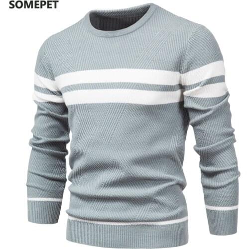 New Autumn Pullover Mens Sweater O-neck Patchwork Long Sleeve Warm Slim Sweaters Men Casual Fashion Sweater Men Clothing