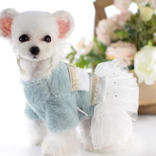 Girl Dog Dress Winter Pet Clothes Puppy Princess Skirt Pomeranian Yorkshire Shih Tzu Maltese Poodle Bichon Schnauzer Clothing XS