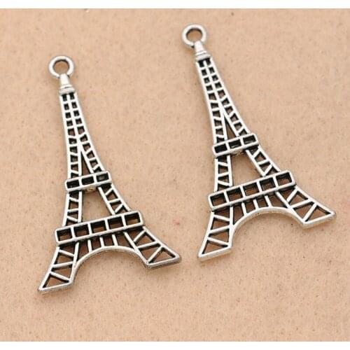 5pcs Antique Silver Plated Hollow Eiffel Tower Charm Pendant Jewelry DIY Accessories Jewelry Findings Making 44x25mm