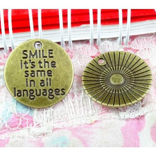 50pcs 20MM Antique Bronze Plated word plate Charms pendant Jewelry Making DIY jewelry accessories