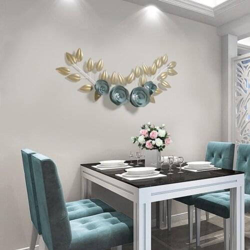 Simple Wrought Iron Wall Hanging Metal Flower Crafts Decoration Hotel Home Livingroom Bedroom Wall Sticker Mural Ornament Decor