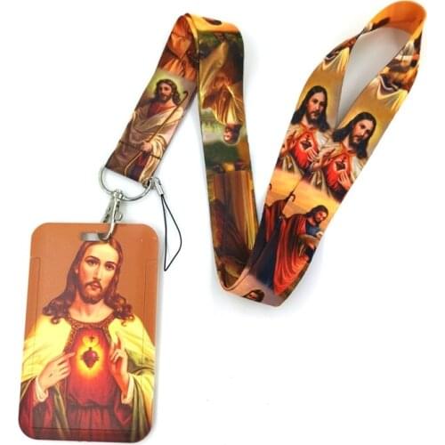 Jesus Statue Printed Mobile Phone Neck Straps Lanyards For Key Chain USB Gym ID Card Badge Holder DIY Hang Rope Webbing Ribbon