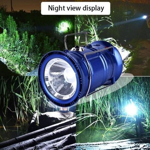 Blue Outdoor Tent Lamp Portable Solar LED Camping Light USB Rechargeable Bulb Lanterns Emergency Lights For BBQ Hiking Drop Ship