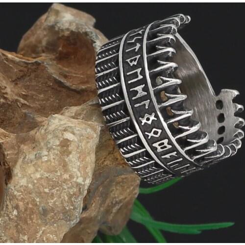 Nordic Viking 316L stainless steel amulet rune ring With gift bag