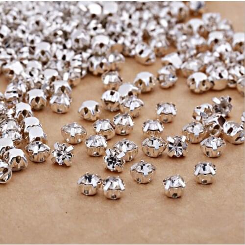 100pcs Multi Colors 3mm 4mm Crystal Glass Sew on Rhinestones with silvery claw For DIY jewelry Clothing Accessories