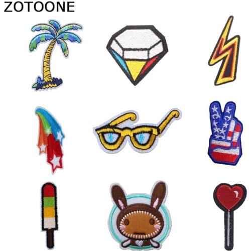 ZOTOONE Diy Patch Stripes for Clothes Iron on Patches for Clothing 1pcs Embroidery Animal Heart Applique Sticker on Clothes E