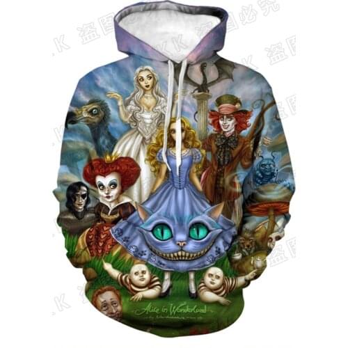 Alice in Wonderland Hoodies Men Women Children Fashion 3D Print Sweatshirts Boy Girl Kids Pullover Long Sleeve Coat Clothing