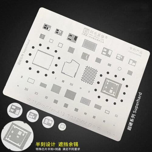 Amaoe BGA Reballing Stencil FOR iPhone 11/Pro/Max BGA Stencil Reball A13 CPU RAM Nand Flash IC Chip Pins Solder Tin Plant Net