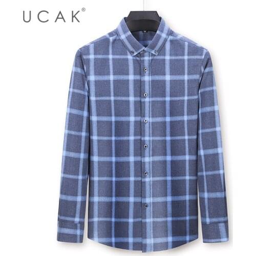 UCAK Brand Long Sleeve Striped Shirt Men Clothes Spring Autumn New Tops Turn-down Collar Streetwear Shirts Clothing Homme U6111