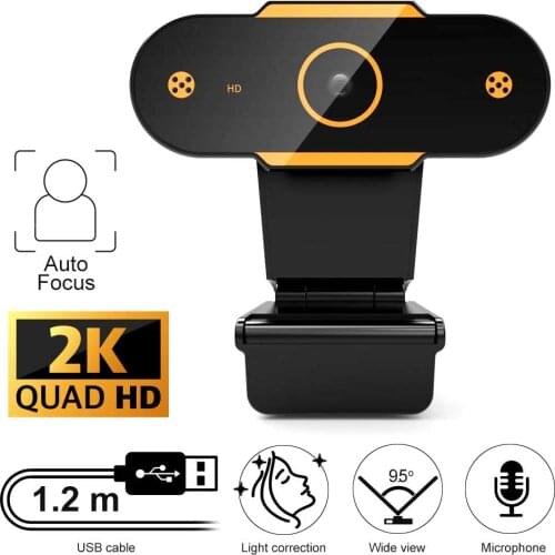 Web Camera 2K Cam With USB Connector And Build-in Microphone for Skype, MS Teams, Zoom, Home Office, Video Chat, Conference