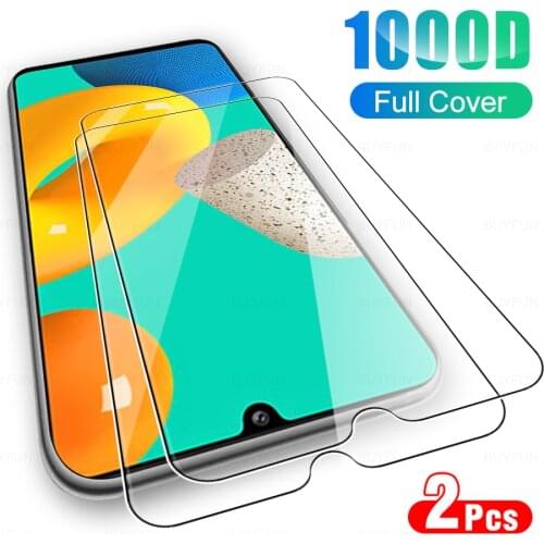 2Pcs Full Cover Protective Glass For Samsung Galaxy M32 Phone Screen Protector Glas Film For Sumsung Sansung Samsong M 32 6.4"