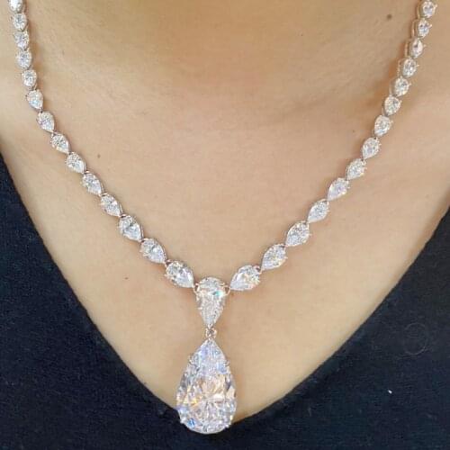 Luxury S925 Silver Pendants Necklaces For Women Noble Ladies Full Diamonds Necklaces For Girls Wedding Party Pendant Jewelry