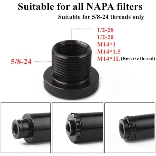 1Pcs of 5/8" X 24 To 1/2-28 To M14x1 To M14x1.5 for Barrel Thread Adapter for All NAPA 4003 WIX 24003 for All 5/8-24 Fuel Filter