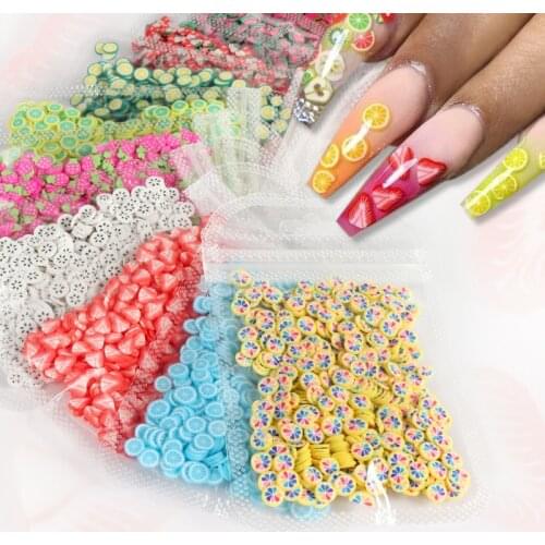 10g/Bag 3D Fruit Nail Art Slices Fruit Slime Supplies/Charms Polymer Clay/DIY Nail Art Marking Kit Acrylic Nail Art Slice Fruit