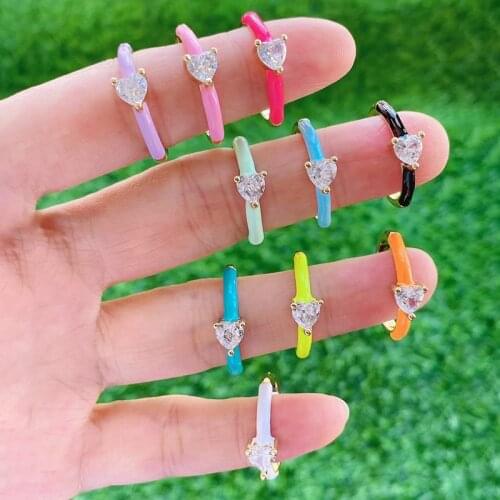 10 Piece Enamel Colorful rings Fashion Zircon Crystal rings party ring Mix color Fashion jewelry rings 51716