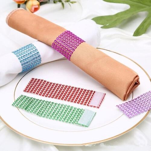 10pcs/lot Napkin Ring Chairs Buckles Multicolor Wedding Event Decoration Rhinestone Bows Holder Handmade Party Supplies ME 031