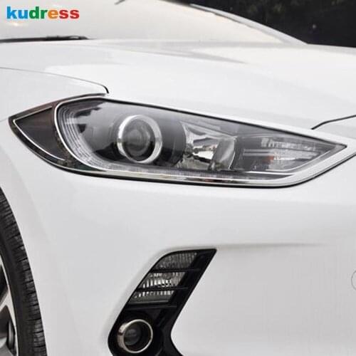 For Hyundai Elantra Avante 2016 2017 6th GE ABS Chromium Outer Headlight Cover Front Lamp Decoration Trims Car Styling 2pcs