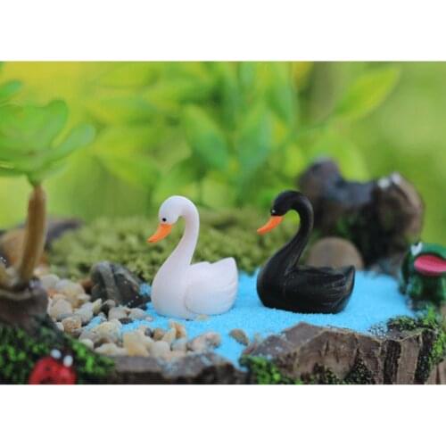 2pcs Miniature Fairy Garden Ornament Decoration Home Decor Gnome Mini Swan Set Decor Resin Crafts Bonsai Terrarium Figurine