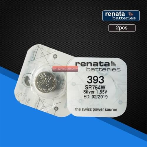 2pack renata silver oxide watch batteries 393 SR754W silver 1.55V Button batteries