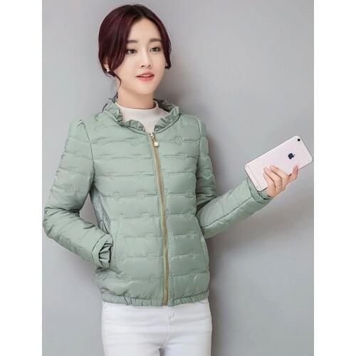 2021 New Spring Autumn Thin Women Elegant Filling Cotton Jacket Casual Style Woman Parkas Long sleeve Female Loose Tops