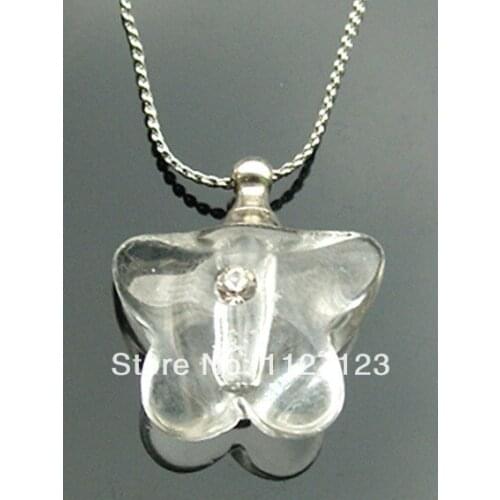 25pcs/lot lucency butterfly Rice vials pendants rice vial pendant perfume empty glass bottle glass spray perfume bottl