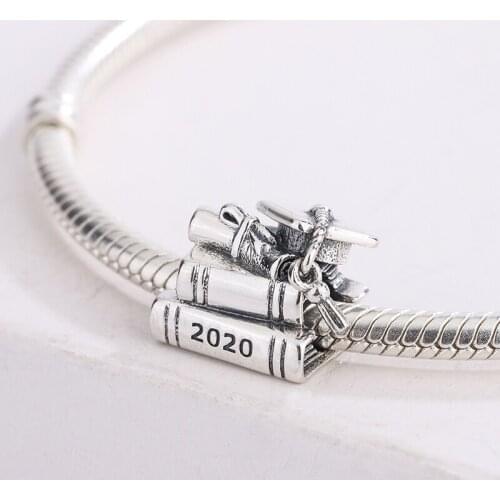 925 Sterling Silver 2020 Graduation Featuring Two Books Scroll And Pendant Charm Bracelets DIY Jewelry Making For Pandora