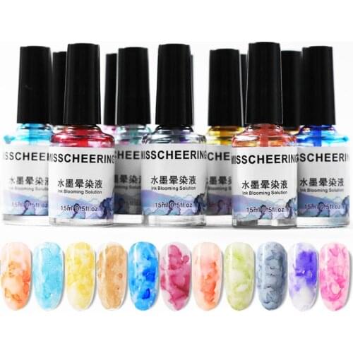 Watercolor Ink Blooming Nail Art Gel Marble Print Smoke Effect Smudge Polish