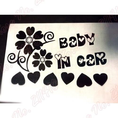 Car Filler Wall sticker Decal Baby kids in car Flowers Hearts Baby 's on Waterproof Removable Vinyl Art Sticker B195