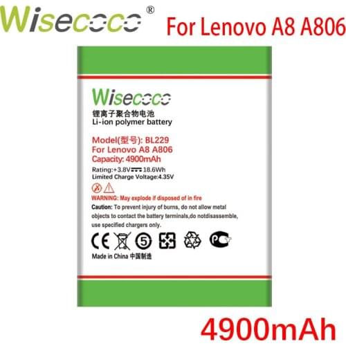 WISECOCO 4900mAh BL229 Battery For Lenovo A8 A 8 A806 A808T 806 808T Smart Phone Battery With Tracking Number