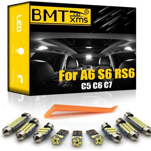 BMTxms Canbus For Audi A6 S6 RS6 C5 C6 C7 1998-2016 Vehicle LED Interior Map Dome Trunk Light Kit Car Accessories