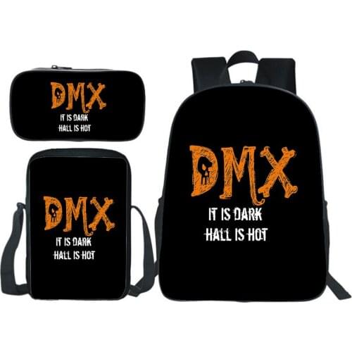 Dmx Backpack Earl Simmons Bookbag 3pcs Set Zipper Pencil Case Shoulder Bag Boy Girl Bag School Student Fashion Teens Mochila
