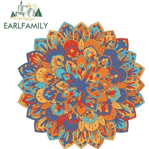 EARLFAMILY 13cm x 13cm Abstract Mandala Decal Mandala Window Laptop Stickers Car Bumper Decals Vinyl Car Stickers Car Styling
