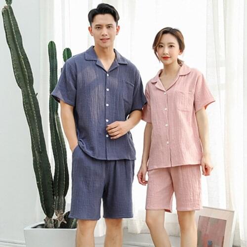 Fdfklak Couple Pajama Set Cotton Pyjamas Men And Women Clothing Sets Summer New Sleepwear Home Wear Home Suit Pijamas