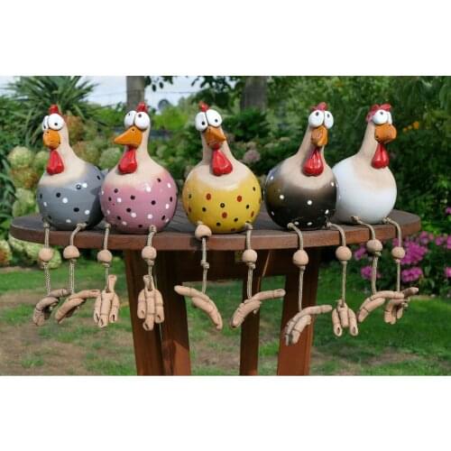 5 Colors Resin Chicken Decoration Big Eyes Animal Figurine Waterproof Rooster Garden Sculpture