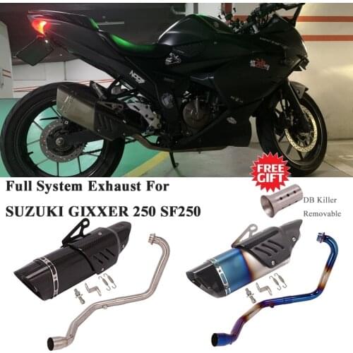 Full System Motorcycle Exhaust Escape Silencer For SUZUKI GIXXER 250 SF250 Modify Front Link Pipe Carbon Fiber Muffler DB Killer