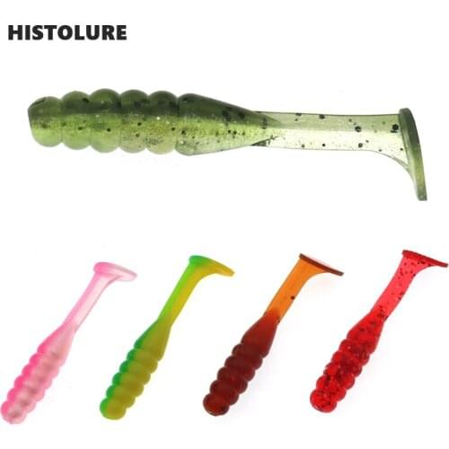 HISTOLURE 10pcs Fishing Lure 1.5g 50mm 10pcs T-tail WORM Soft Lure Rockfish Ocean Rock Bait Artificial Pike Bait