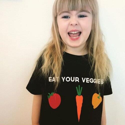 INS EAT YOUR VEGGIES Girls T-shirt Boys newborn infant toddler tees t-shirt child summer clothes fruit Vegetable cotton kid Tops