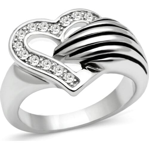 Rhodium Brass Ring with Top Grade Crystal in Clear