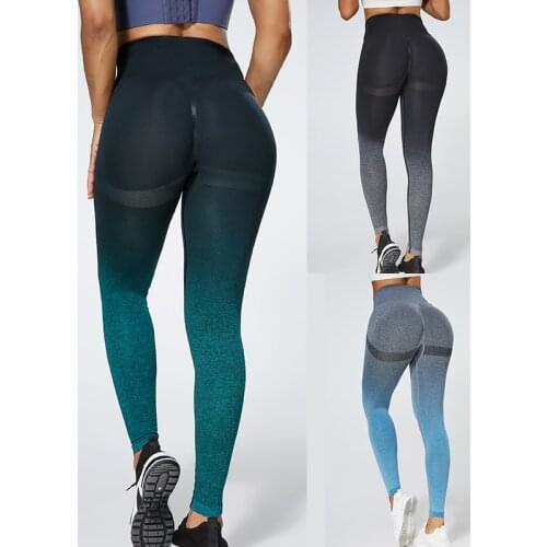 Gradient Color Energy Legging Women Workout Fitness Jogging Running Leggings Gym Tights Stretch Sportswear Yoga Pants