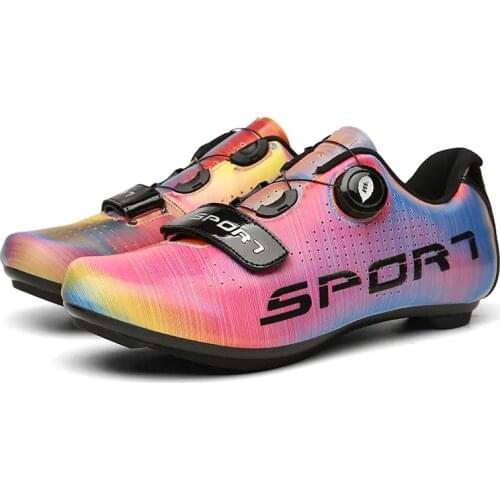 Mens Professional Road Cycling Shoes Rubber Sneaker Bottom Professional Mountain Womens Bike Self Locking Shoes Colorful