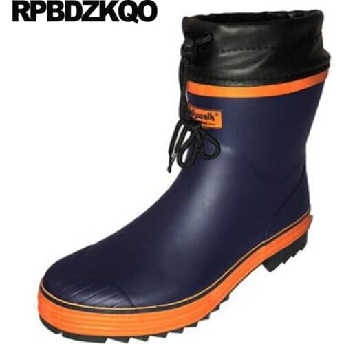 Mens Rubber Rain Boots Tall Shoes Blue Pvc Waterproof Chunky Black Cheap Red Green Platform Slip On Casual Rainboots Mid Calf