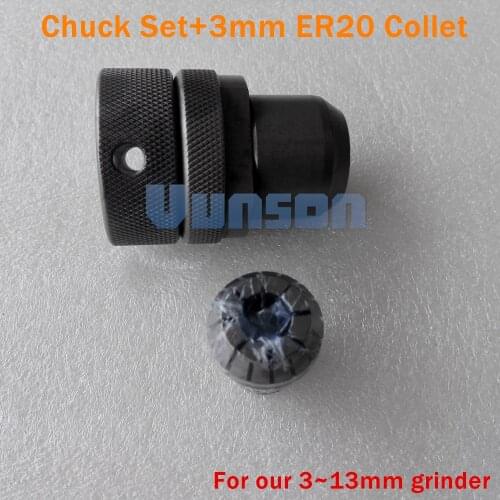 Chuck Kit and 1pcs 3mm ER20 Collet for our 3mm~13mm Diameter Drill Bits grinder