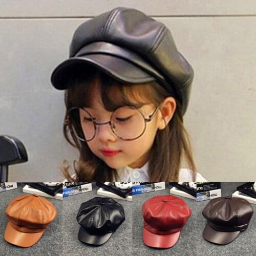 2021 New Childrens hats autumn and winter boys caps British plaid octagonal hats Korean version Japanese wild girls berets