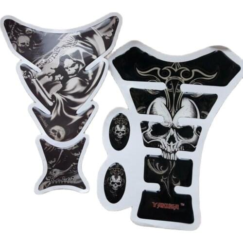 New 3D Skull Logo Tank Pad Sticker On Motorcycle Tank Sticker Motorcycle Decals Deposit Protector Motorbike Accessories