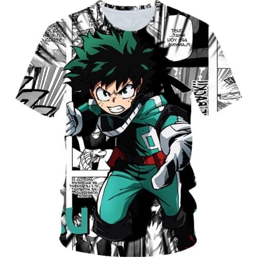 New My Hero Academia Mens Summer T-shirts Midoriya Izuku 3D Printing School College Style Boku No Hero Academia T Shirt Tops
