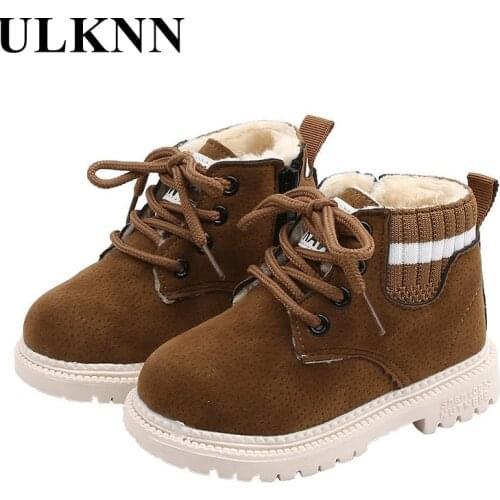 ULKNN New Fashion Winter Children Martin Boots 2021 Latest Boy&girl Kids Matte Leather Flat Boots With Round Toe Zipper/laceup