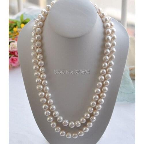 Lustre 50" 12mm white round FRESHWATER CULTURED pearl necklace