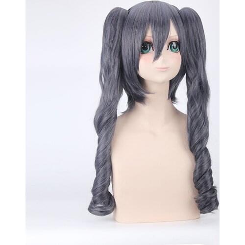 80cm Anime Black Butler Cosplay Ciel Phantomhive Women Long Wig Role Playing Wigs Halloween Cosplay Dark Grey Hair