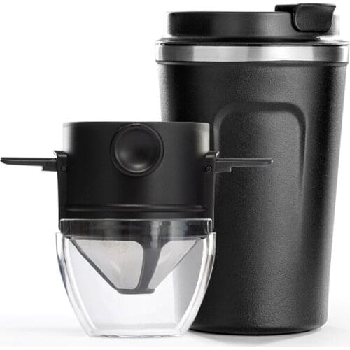 380ML Portable Coffee Cup Set Hand Brew Coffee Travel Cup Stainless Steel Coffee Filter Foldable Dripper Gift Box Coffee Cup